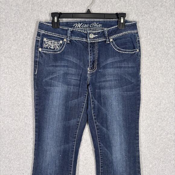 Y2K Miss Chic Bootcut Jeans 13 Low Rise Embellished Rhinestone Embroidered Rodeo - Picture 3 of 14